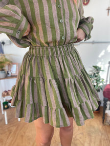 The Ennis Skirt in Linen Stripes