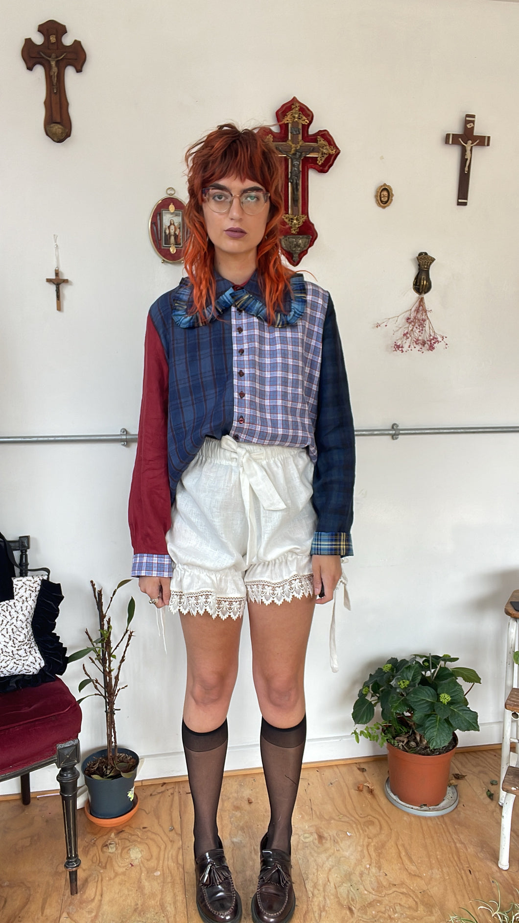 The Sable Shirt in tartan linen XL