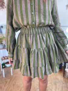 The Ennis Skirt in Linen Stripes