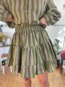 The Ennis Skirt in Linen Stripes
