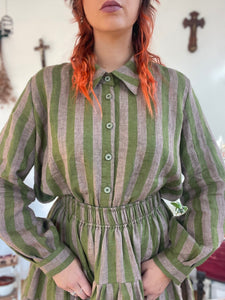 The Sable Shirt in Linen Stripes